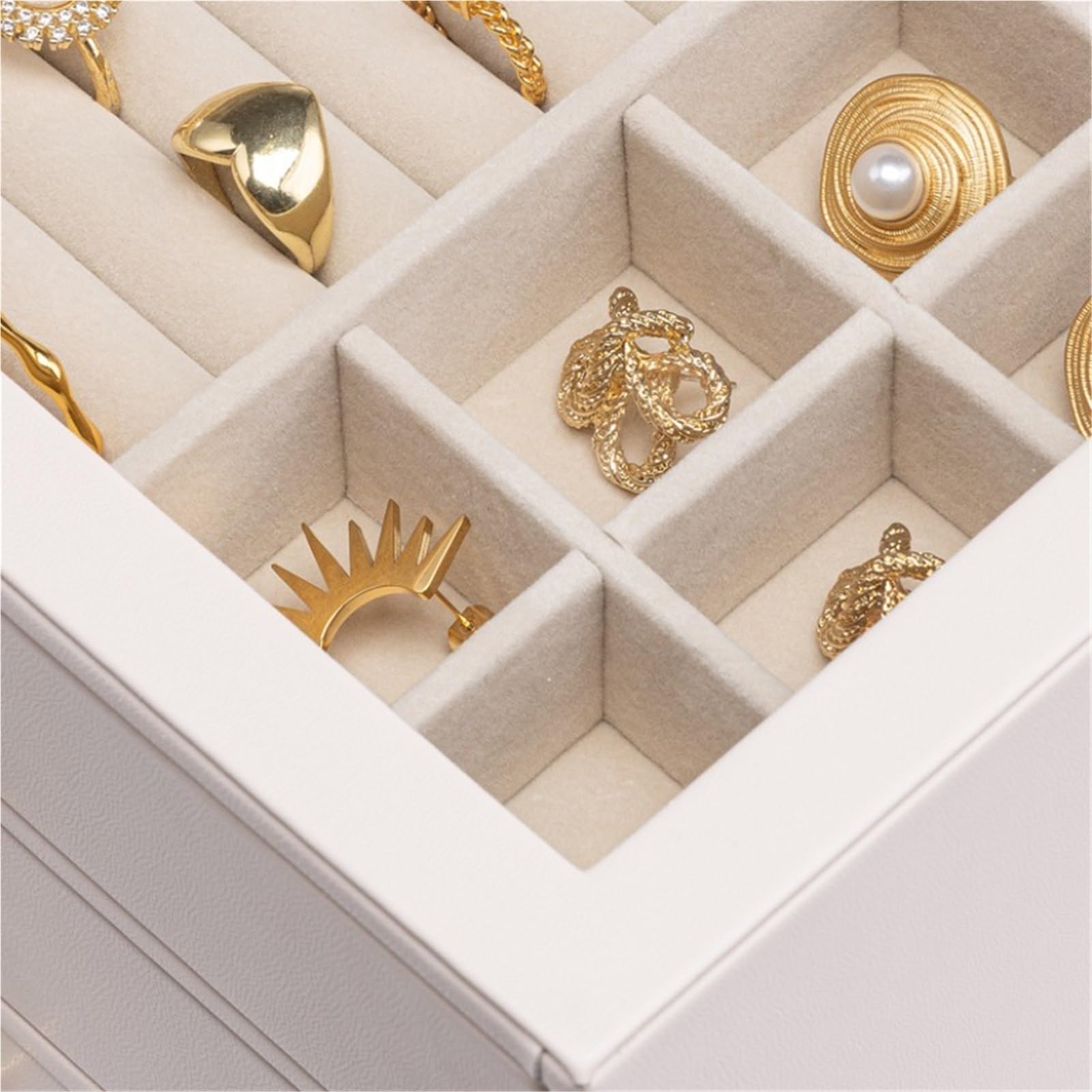 Organizer in pelle con cassetti grandi verticali per donne display multifunzione