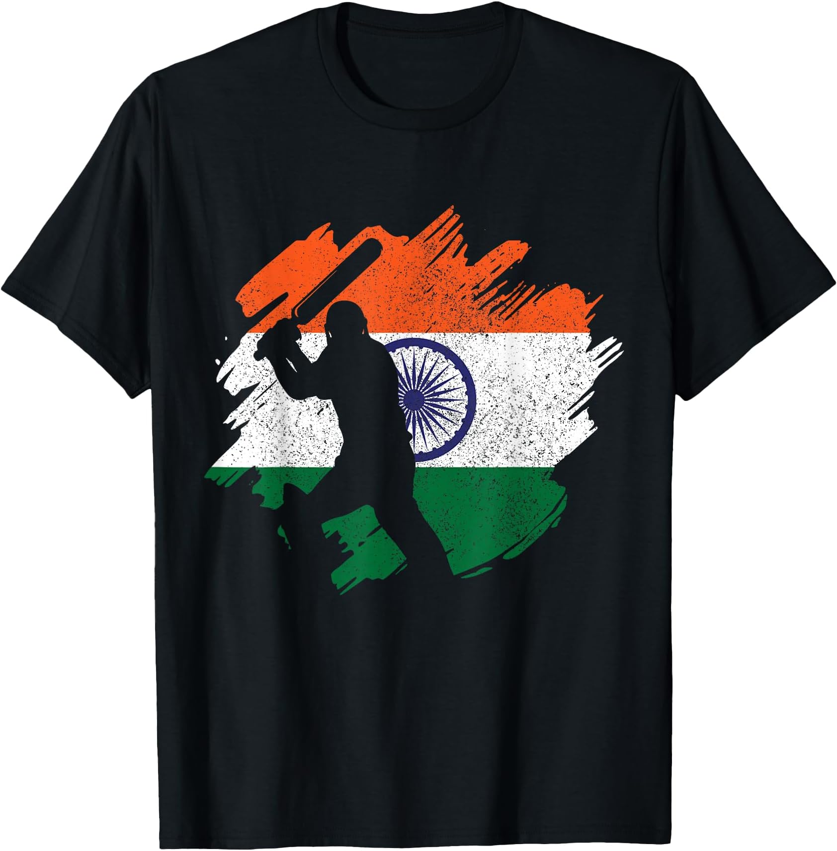 India Cricketer Vintage Indian Flag T-Shirt