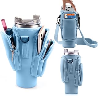 Water Bottle Carrier Bag With Phone Pocket for Stanley, Holder With Strap for 30/40 oz Accessories, Cup Accessories Total 3 Pockets
