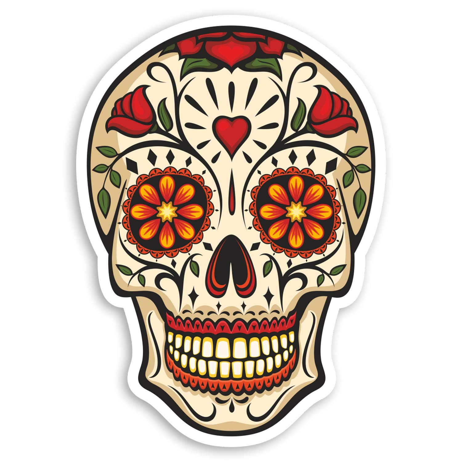 Destination Vinyl Ltd Multi 2 X 10Cm Sugar Skulls Vinyl Stickers - Calavera Mexico Laptop Sticker #34558 (10Cm Tall)