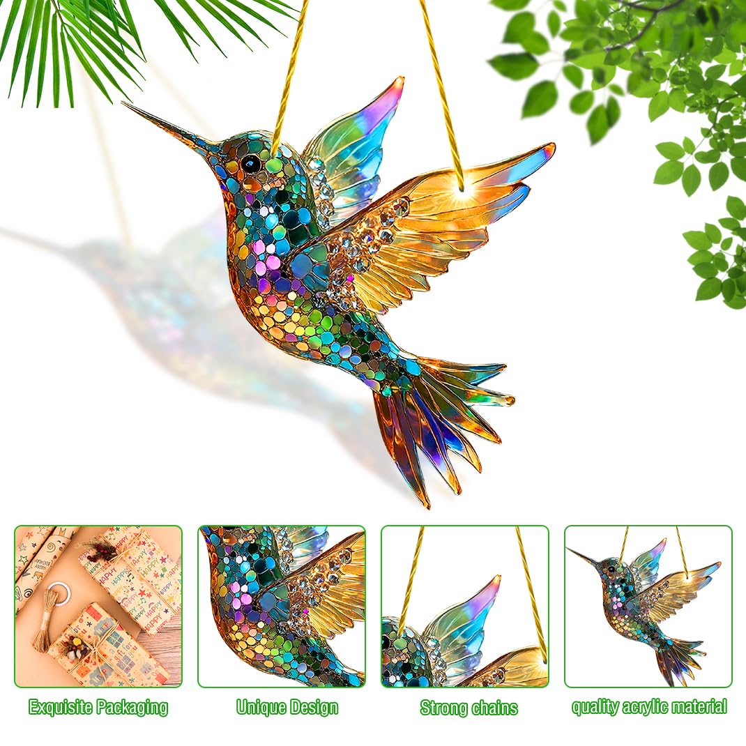 Kolibri Sonnenfänger Aus Acryl - Buntglas Effekt Mit Kette Für Fensterdeko