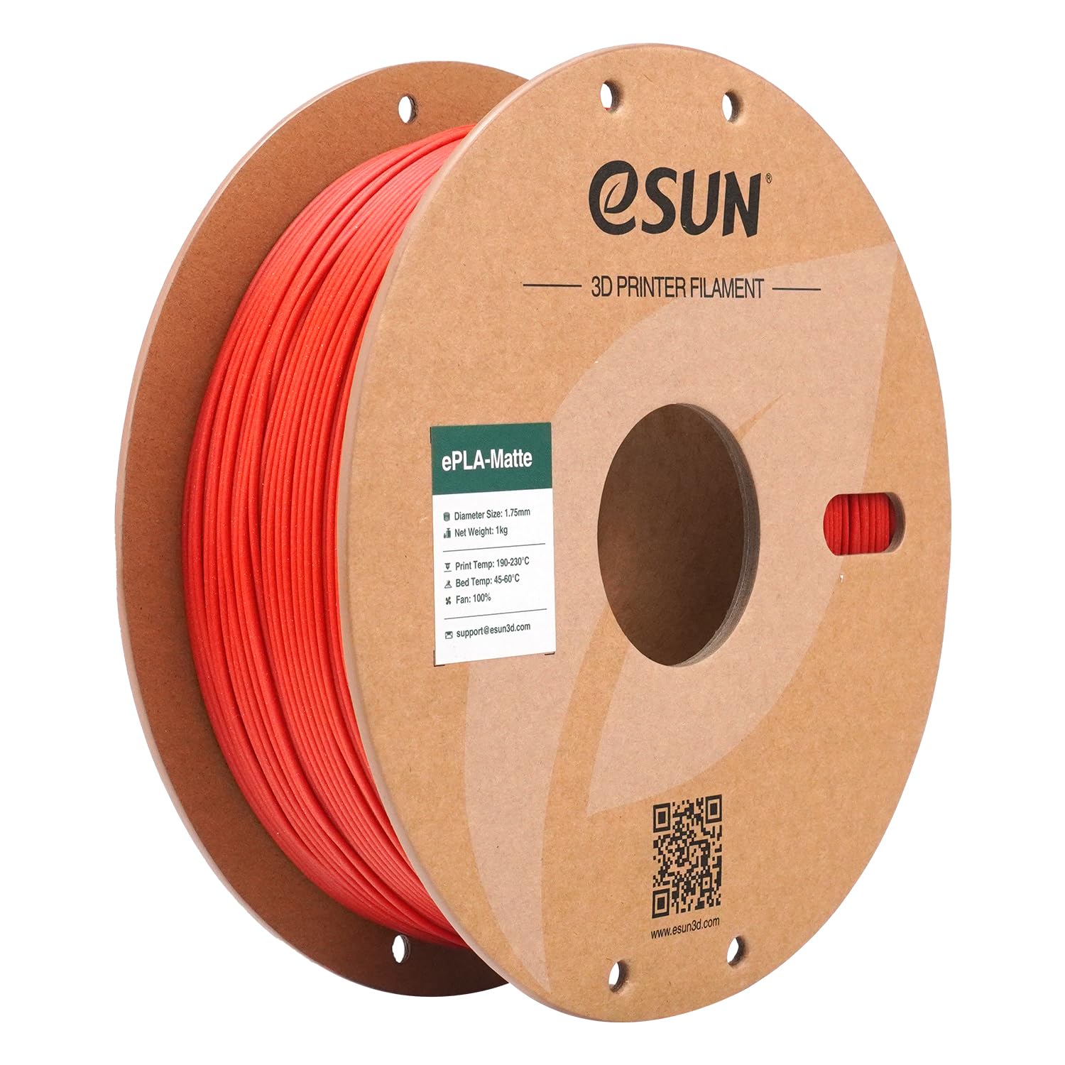 eSUN Filamento per Stampante 3D PLA Opaco Aggiornato, Filamento PLA Opaco da 1.75mm, Precisione Dimensionale +/- 0.02mm, Bobina da 1kg Filamento per Stampa 3D per Stampanti 3D, Rosso antincendio