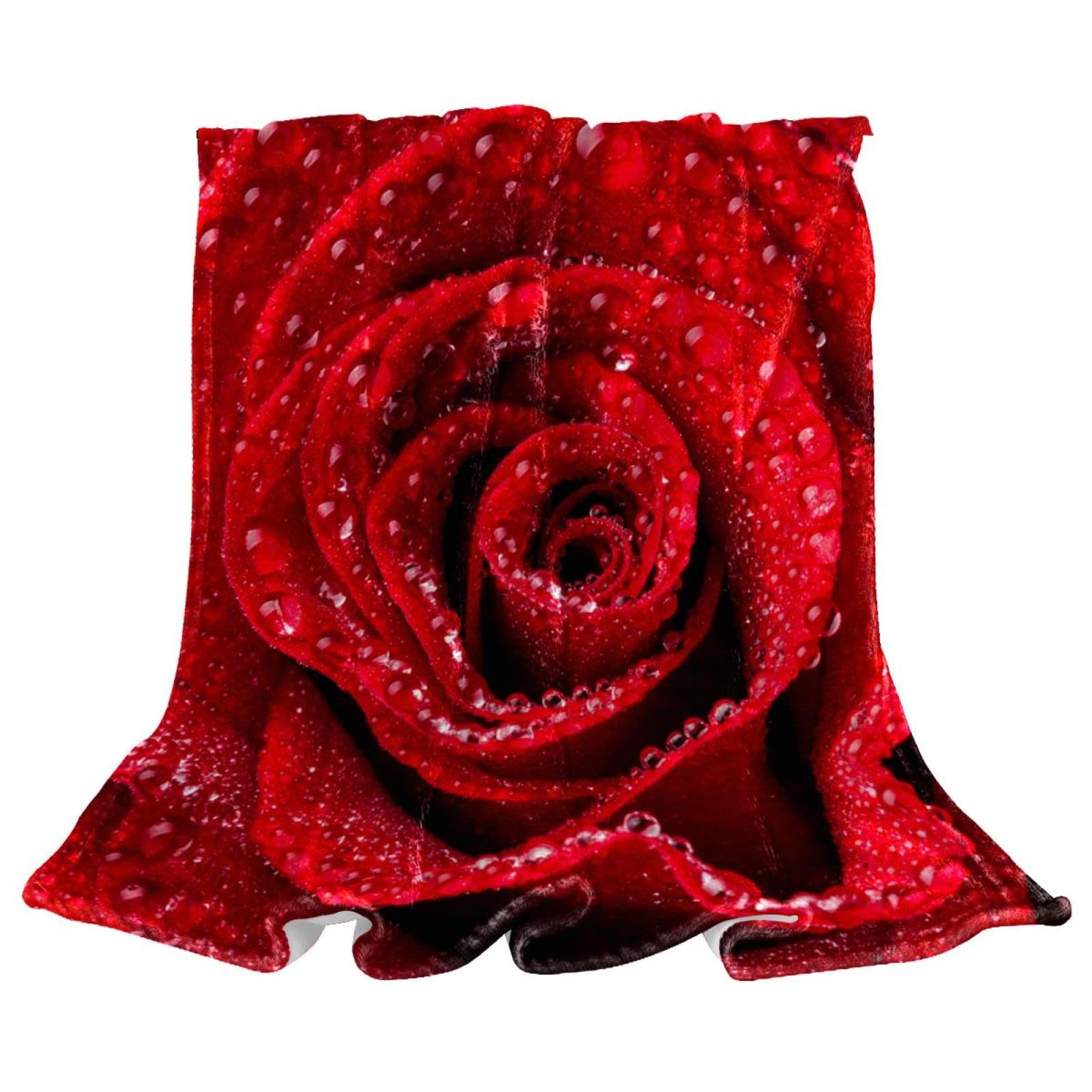 Plaid chaud et doux imprimé rose rouge | Couverture polaire lits et divans
