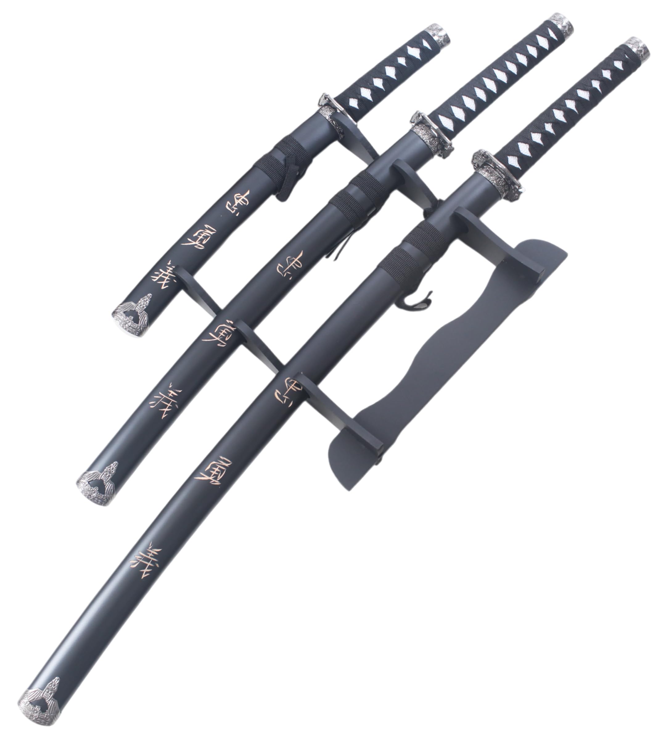 Set 3 Katanas en Bois Lame en Bois Katana Wakizashi Tanto Epee Sabre Katana Japonais Katana Le Dernier Samourai Decoration Cosplay + Presentoir