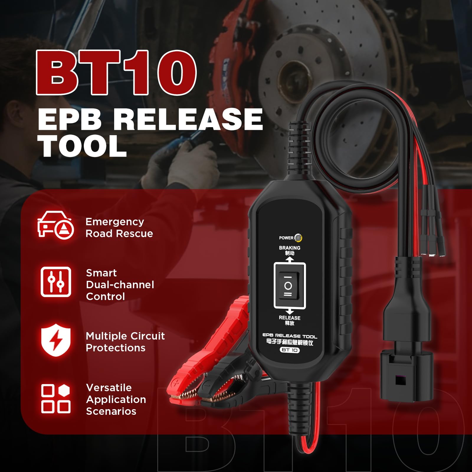 BT10 EPB - Herramienta de liberación de emergencia para freno de estacionamiento electrónico, desbloqueo y restablecimiento de dos canales hacia adelante/atrás