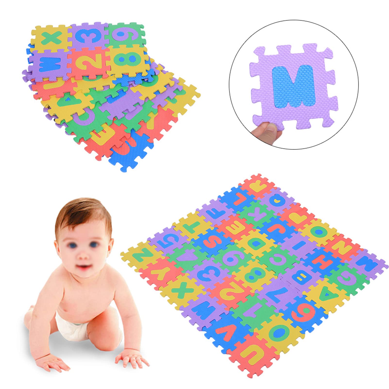 Alfombra de Juego de Espuma EVA Suave para Bebés y Niños, Alfombra de Aprendizaje de Números y Letras, Duradera y Segura, para Niños, Color Aleatorio