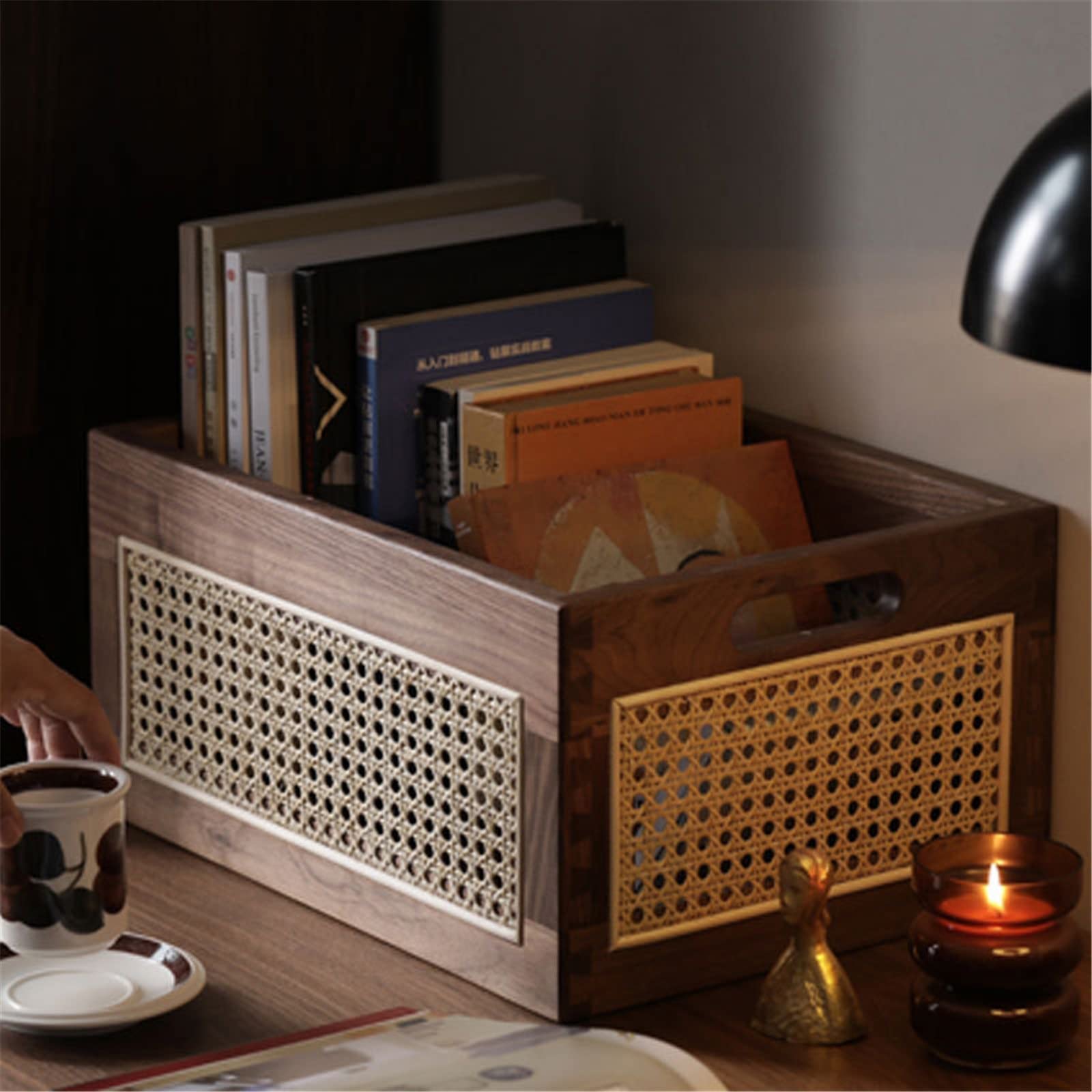 Organizador de Escritorio, Cesta de Almacenamiento, Organizador de cosméticos, Caja de Escritorio para Oficina y hogar (marrón, 30 x 20 x 14 cm)