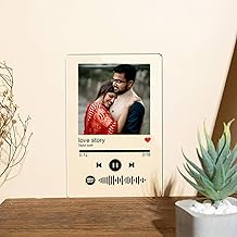 Acrylic Customized Photo And Song Spotify Wall Mount Square Frame With Steel Removable Stand | Personalized Frame With Scannable Code | Birthday Gift | Anniversary (6X8 Inches) (Transparent)