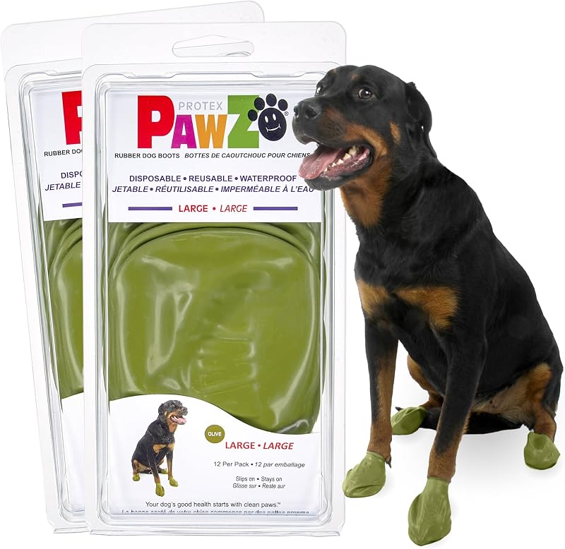Protetores de Patas para Cães PawZ de Borracha, Impermeáveis e Antiderrapantes, PZ24L, Pacote com 24