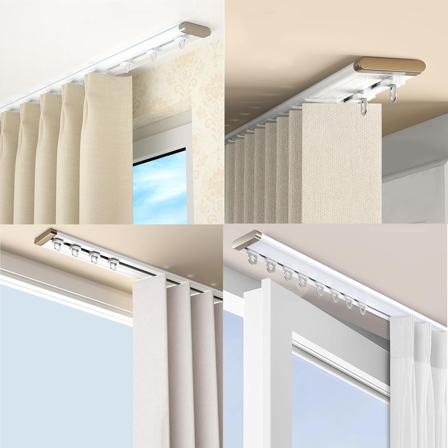 Heavy Duty Ceiling Curtain Track System, Ultra-Thin 3.3ft - 19.7ft Adjustable Curtain Rails for Room Divider, Durable Ceiling Mount Curtain Tracks (11.8ft/3.6m)