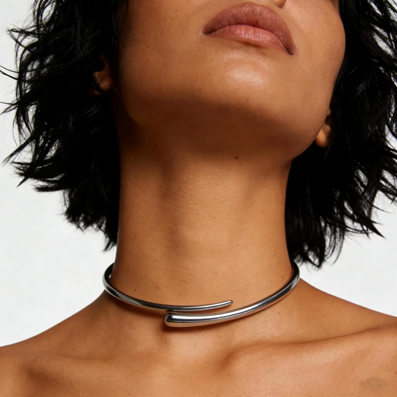 Chunky Plated Gold Necklace for Women Trendy Open Cuff Gold Collar Teardrop Thick Choker Gold Plating Statement Necklaces - Image 3