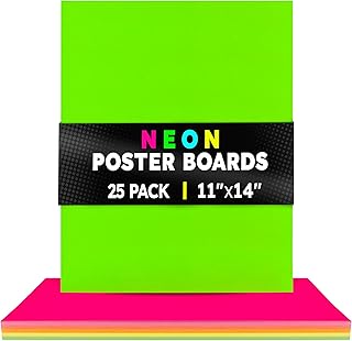 Hygloss Medium Poster Board 11x14 - 25 Assorted Neon Color Poster Boards...