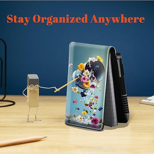 Miniatura 135 de Juego de 4 soportes para bloc de notas de tamaño de bolsillo, de piel sintética, mini bloc de notas con 2 bloc de notas pequeños y lápiz capacitivo