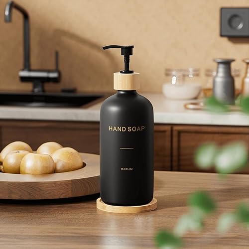 Miniatura 5 de Dispensador de jabón negro mate, dispensador de jabón de manos para fregadero de cocina, dispensador de jabón de manos para baño (negro y mano)