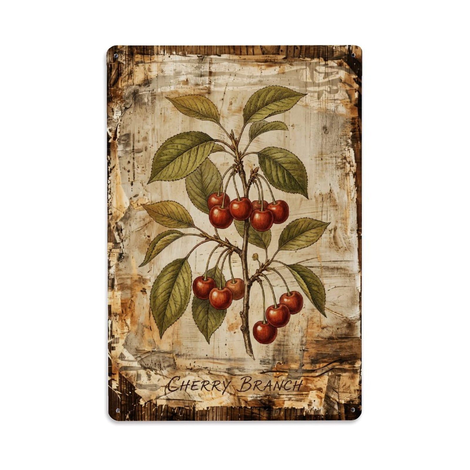 Fqnyr Style Cherry Branch Botanical 1 Metal Tin Sign Plaque Wall Decor For Cafe, Club Bar, Office, Home Garden Metal Poster 8X12inch