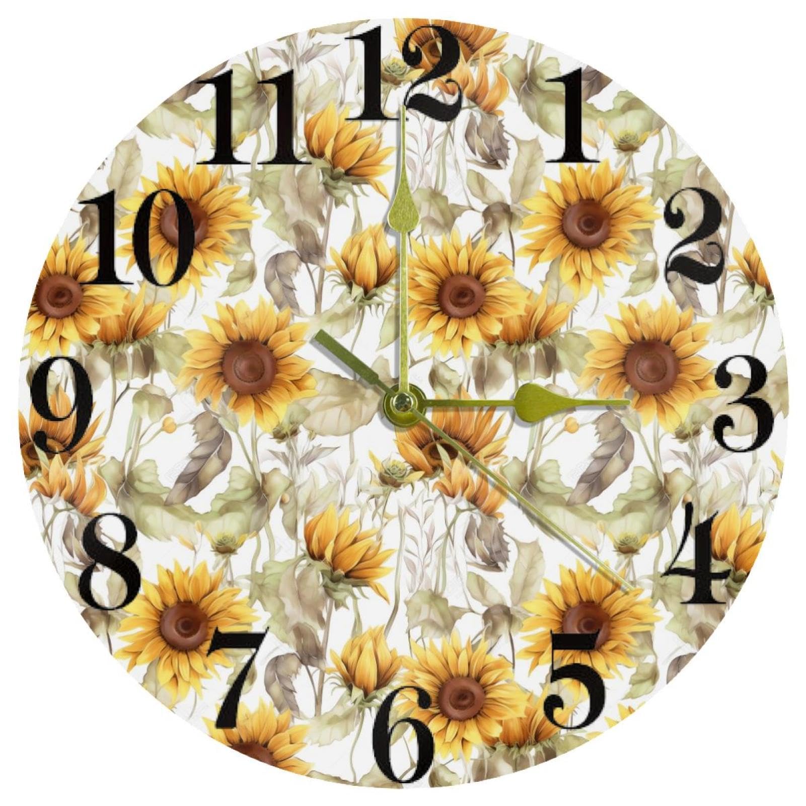 Horloge murale silencieuse sans tic-tac à pile motif aquarelle