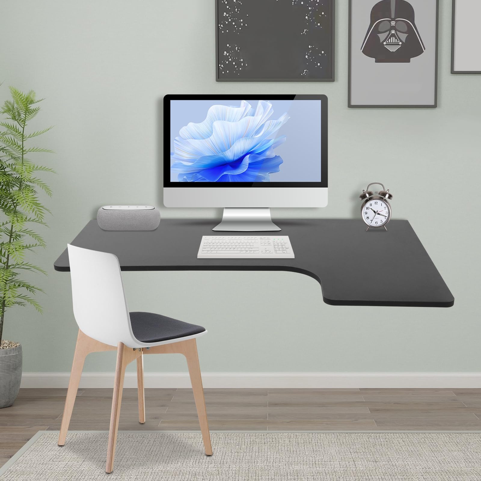 Wandklapptisch 100x60cm, MDF Wandtisch klappbar mit Halterung (Schwarz)