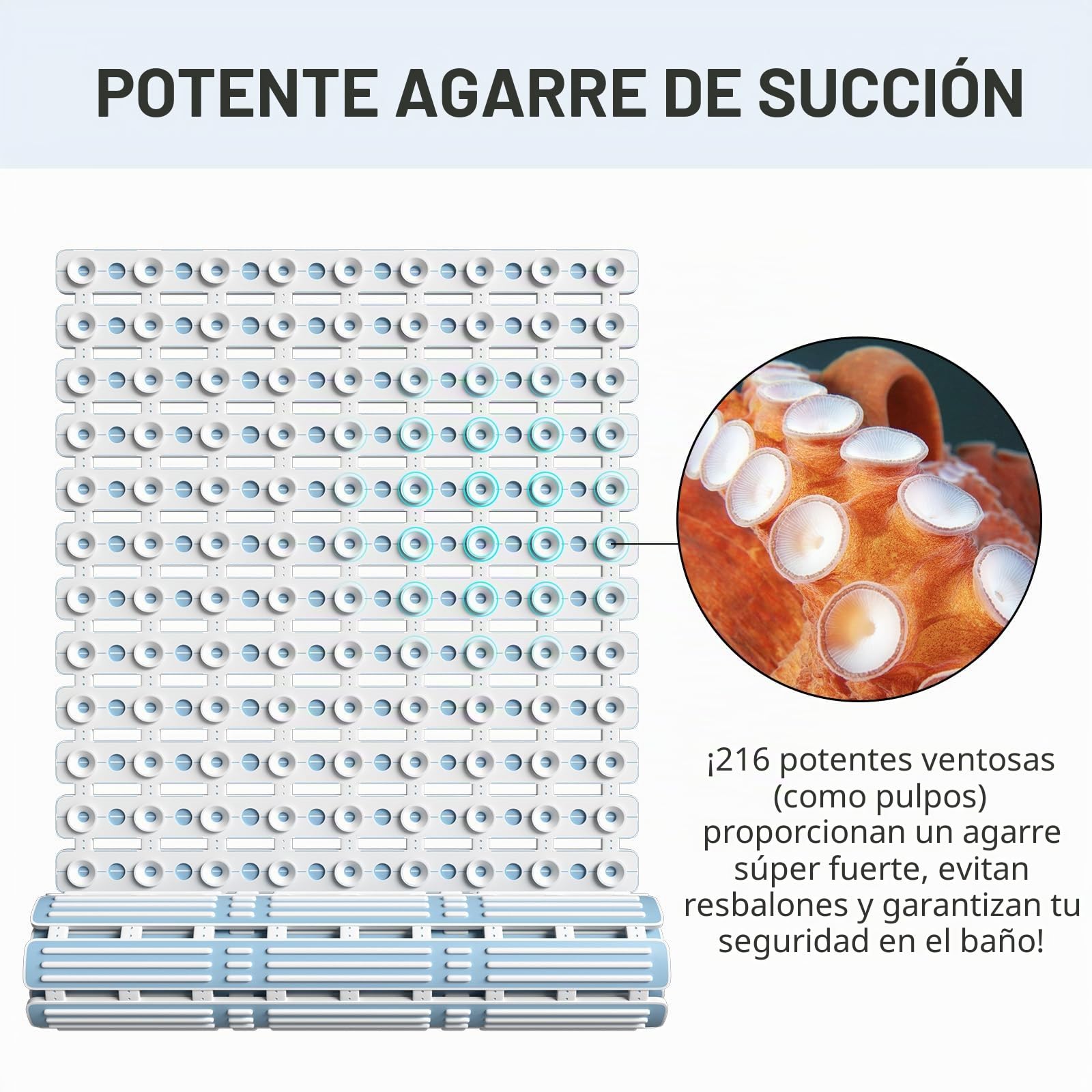 XIYUNTE Alfombrilla de Ducha Extra Larga Antideslizante - 90 x 40 cm con Ventosas, de Goma, Lavable para Interior