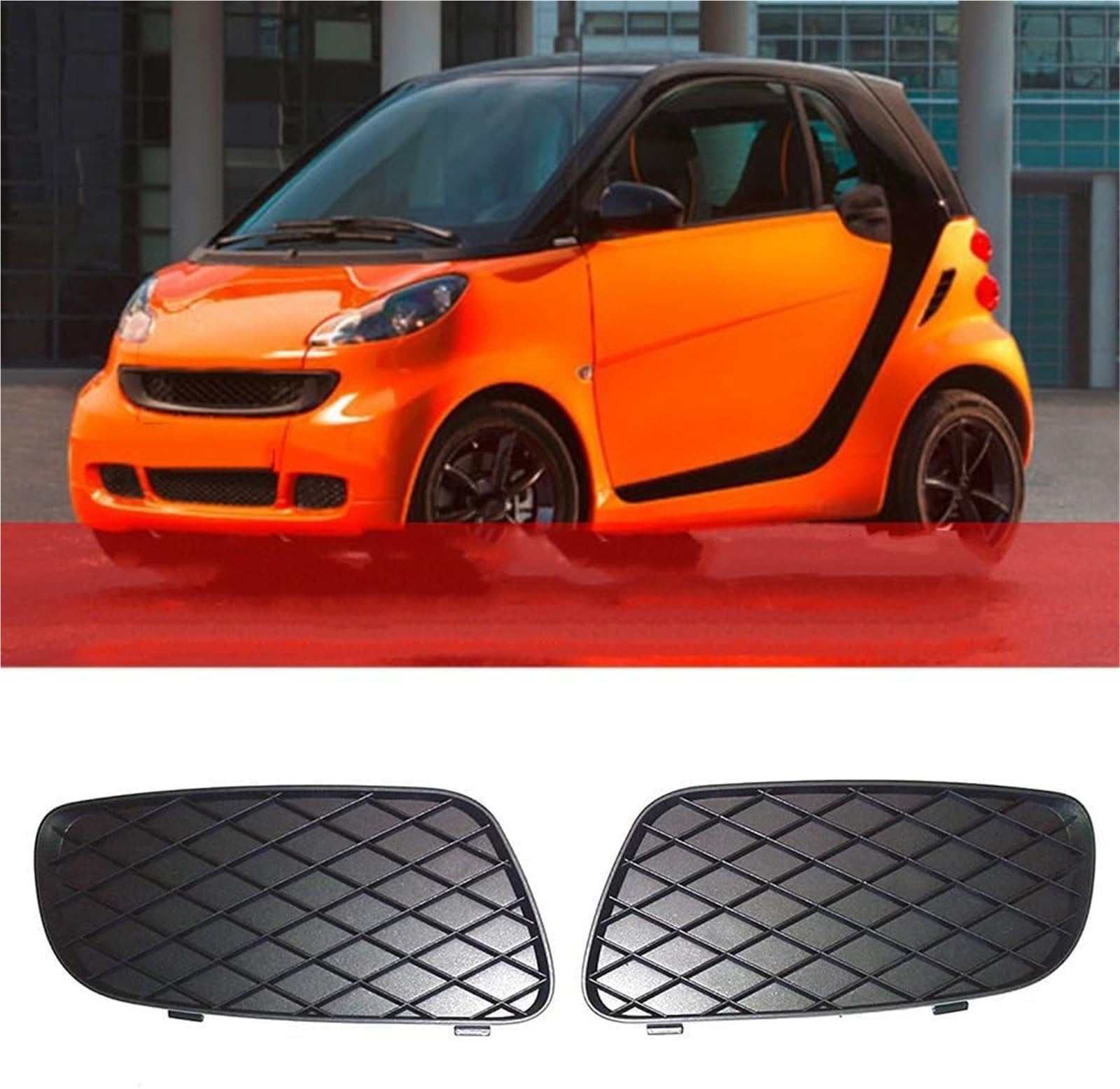 Genérico Cubierta de Rejilla de luz antiniebla para Coche Bisel de luz antiniebla para Coche (Izquierdo y Derecho) Cubierta de Rejilla para Smart FORTWO 451 (2008-2012)
