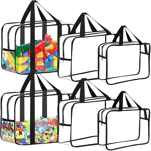Miniatura 13 de 6 Paquetes de Bolsas Grandes para Almacenamiento de Juguetes con Etiquetas, Bolsas Transparentes Reutilizables de PVC para Juegos de Mesa, Bolsas