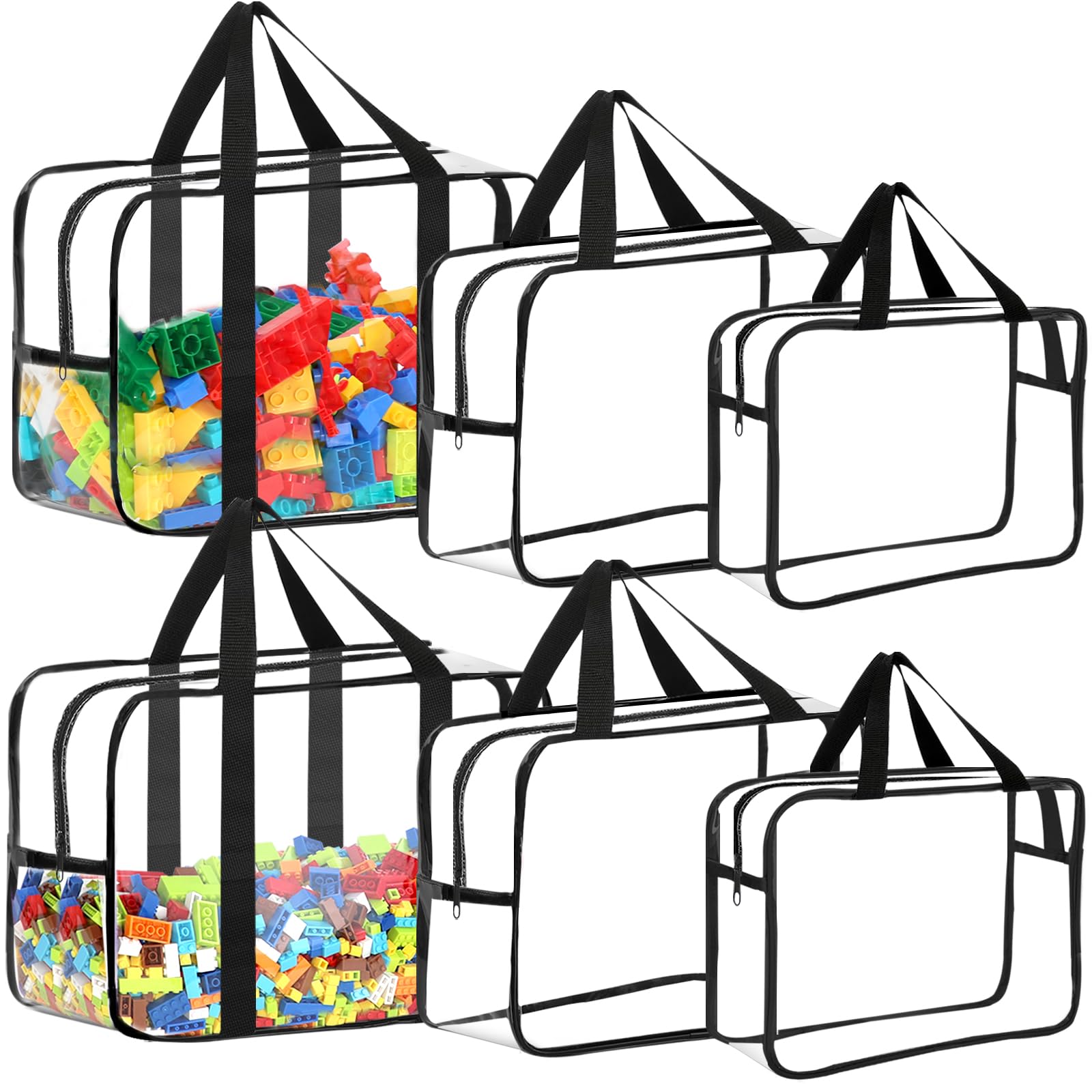 Photo 1 of 2 Packs Toy Storage Bags with Labels, Reusable Clear PVC Board Game Storage, Travel Waterproof Organizer Bags with Zipper Large Capacity (L,)
