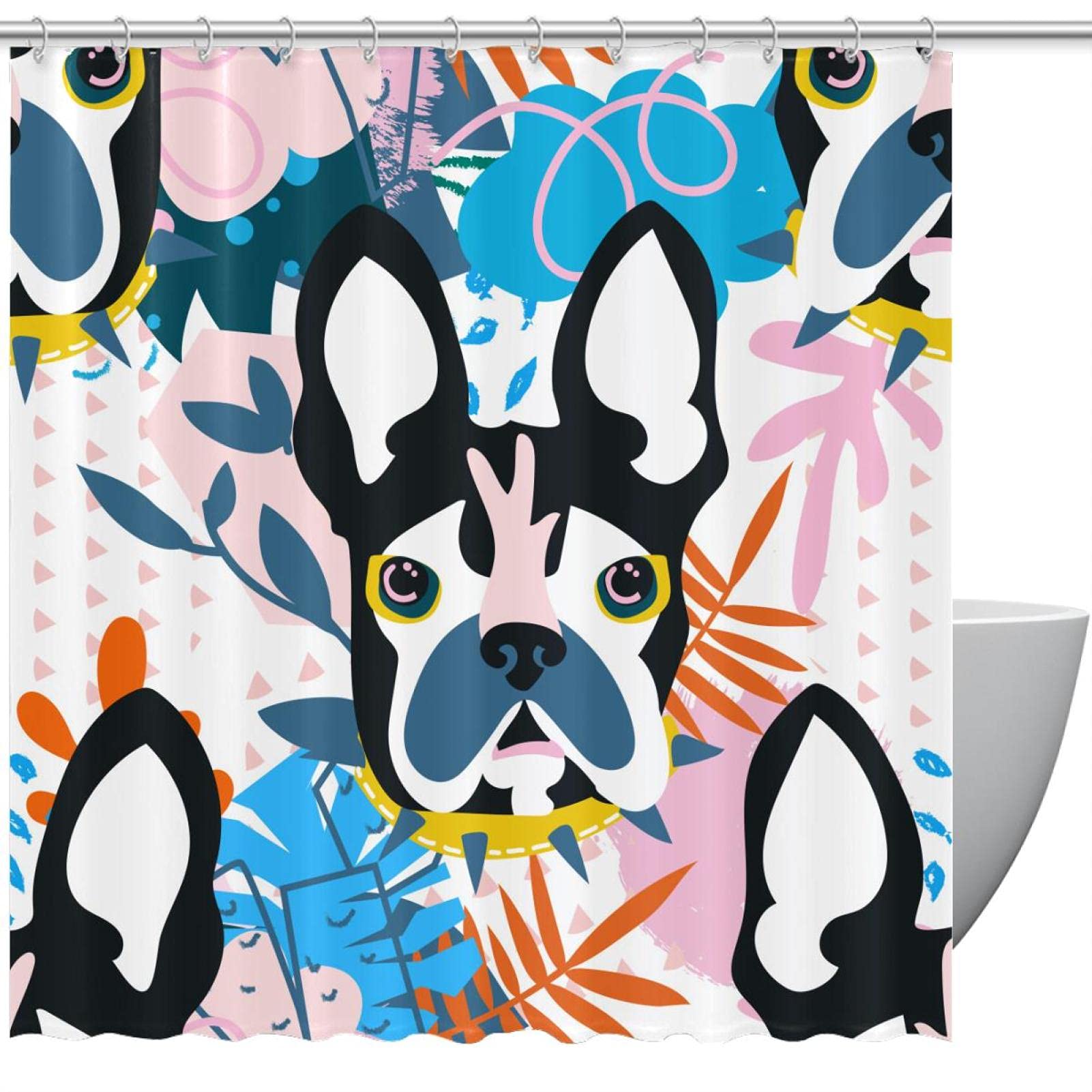 Rideau de douche motif chien pour une salle de bain ludique