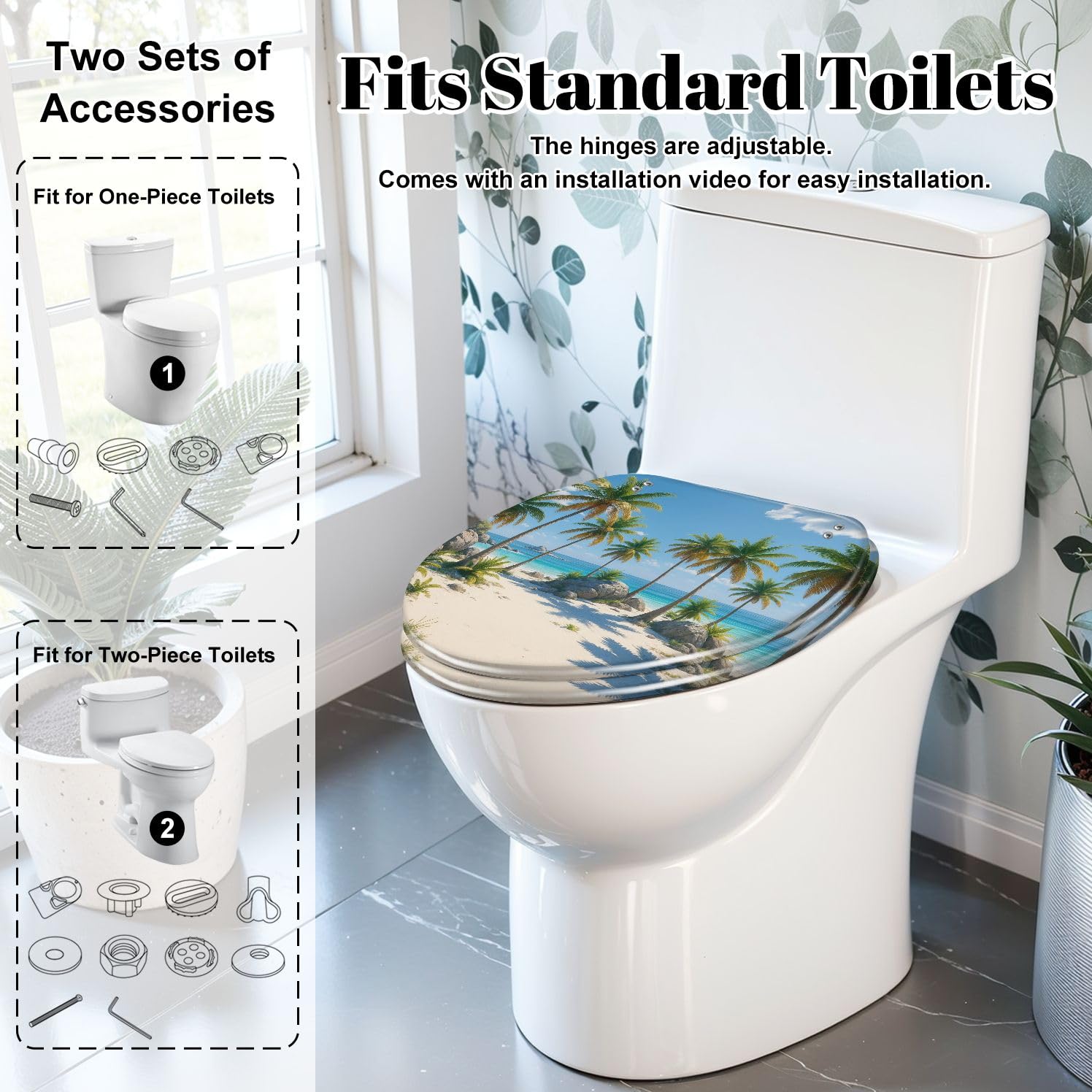 Asiento de inodoro con cierre suave, 18.5 x 14.5 pulgadas para baño