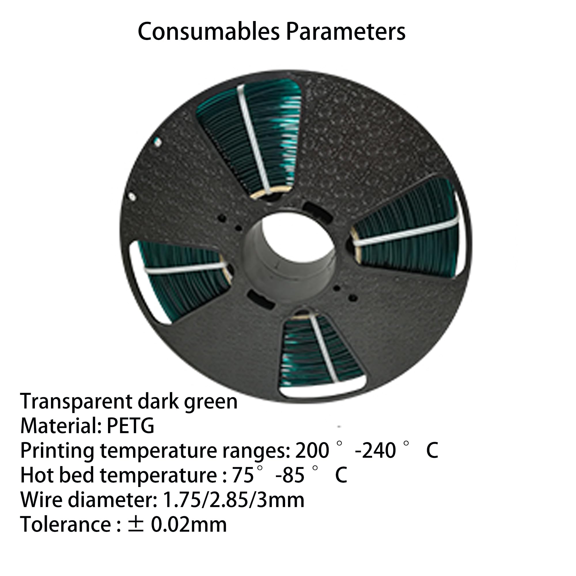3D Druck Verbrauchsmaterialien, transparent grün, 1.75mm Drahtdurchmesser, PETG Material für 3D Druck, Umweltfreundliche Verbrauchsmaterialien Sind Biologisch Abbaubar Drucker