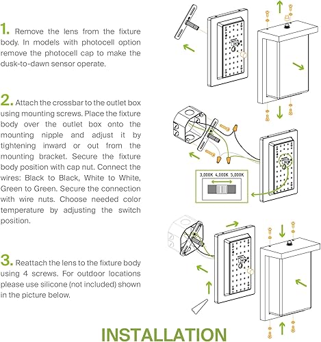 Miniatura 9 de ASD Luz LED de pared para exteriores, de 14 pulgadas, aplique de puerta delantera del atardecer al amanecer, 3CCT, fotocélula, impermeable, con
