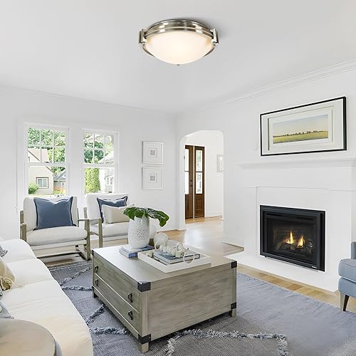 Miniatura 7 de Lámpara de techo de montaje empotrado, lámpara de techo de granja con vidrio semillado, moderna lámpara de techo en acabado negro para cocina,