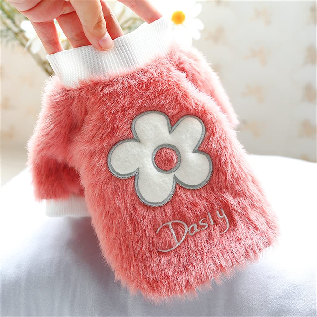 Pull mignon pour chien vêtement de promenade hivernale à motif fleur L