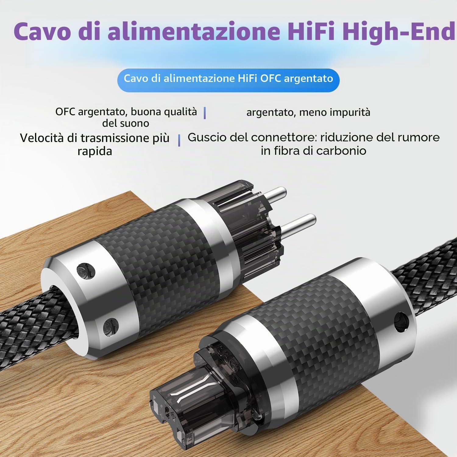 Tertullus Cavo di alimentazione HiFi High End C15, cavo di alimentazione HiFi, cavo per dispositivi freddi con spina Schuko e spina per dispositivi freddi (E860, 1,5 m)