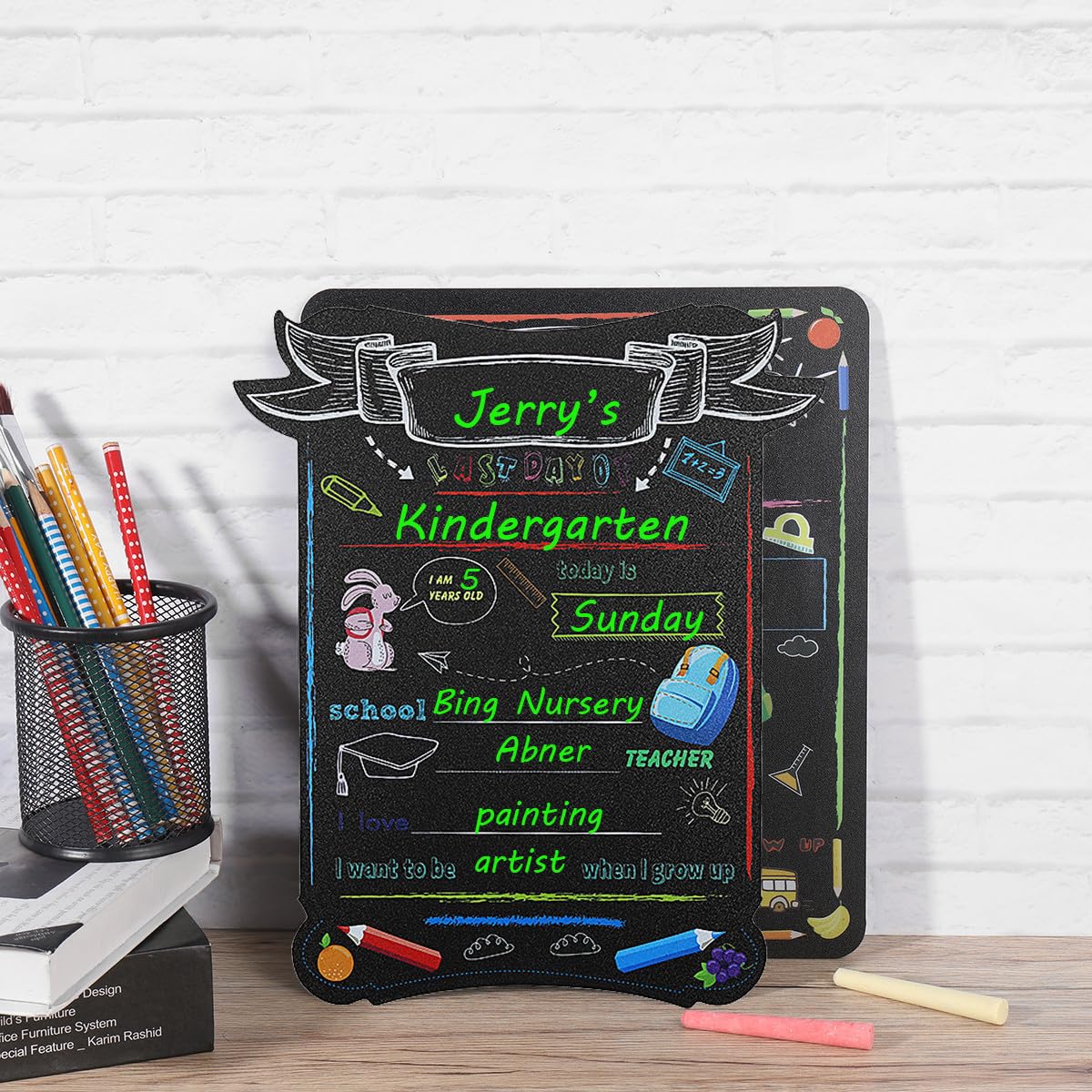 Lavagna Segnaletica Scolastica 2 Pezzi in Mdf, per Foto DIY