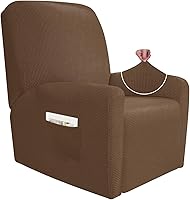 Vista 19 de JIVINER Fundas súper elásticas para sillas reclinables, de elastano, suave, con bolsillos, protector de muebles reclinables (reclinable, negro)