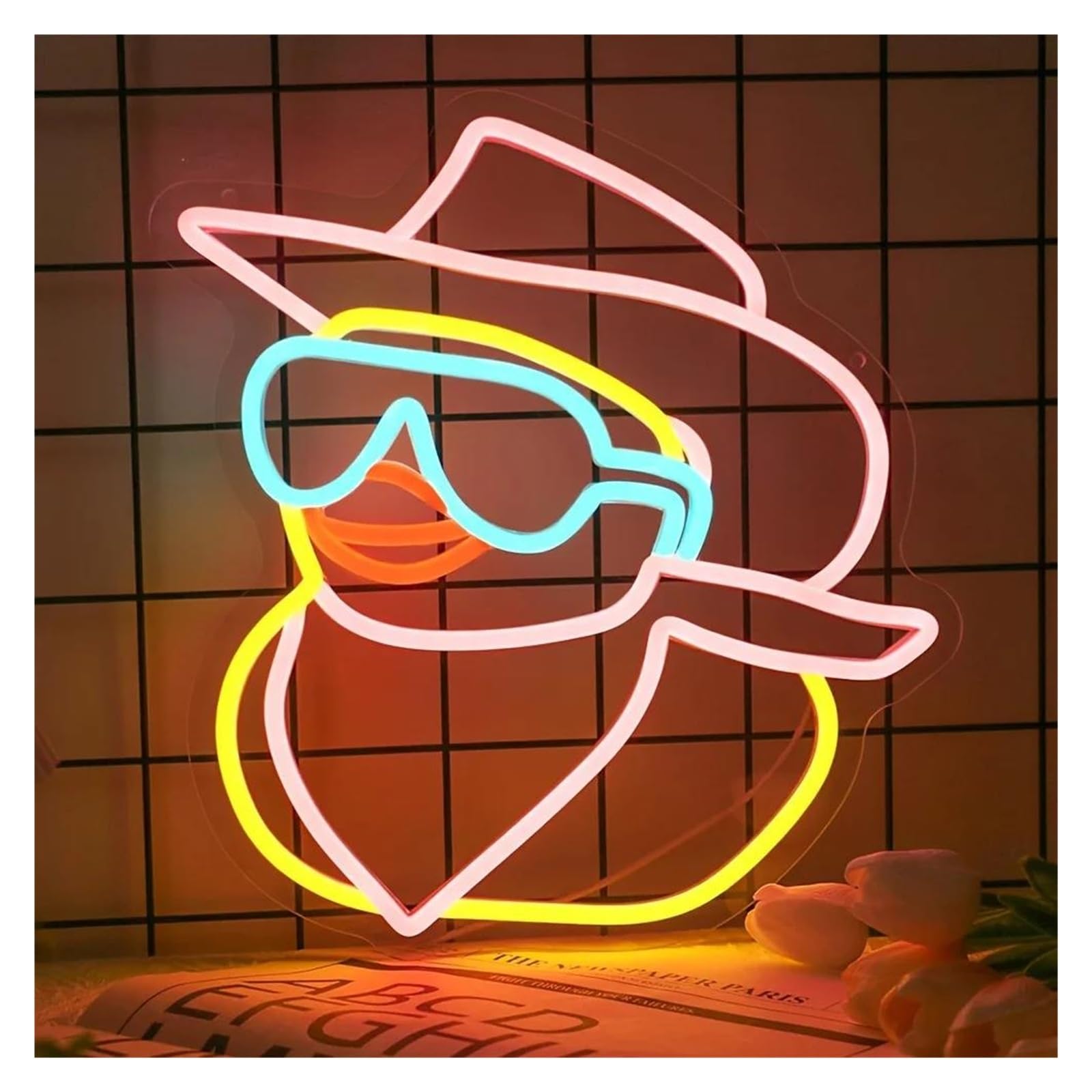 LEMST Sign Lamp Western Duck Neon Sign, Suitable for Hotels, Living Rooms, Game Halls, Parties, Bedrooms, USB Powered 35x33cm