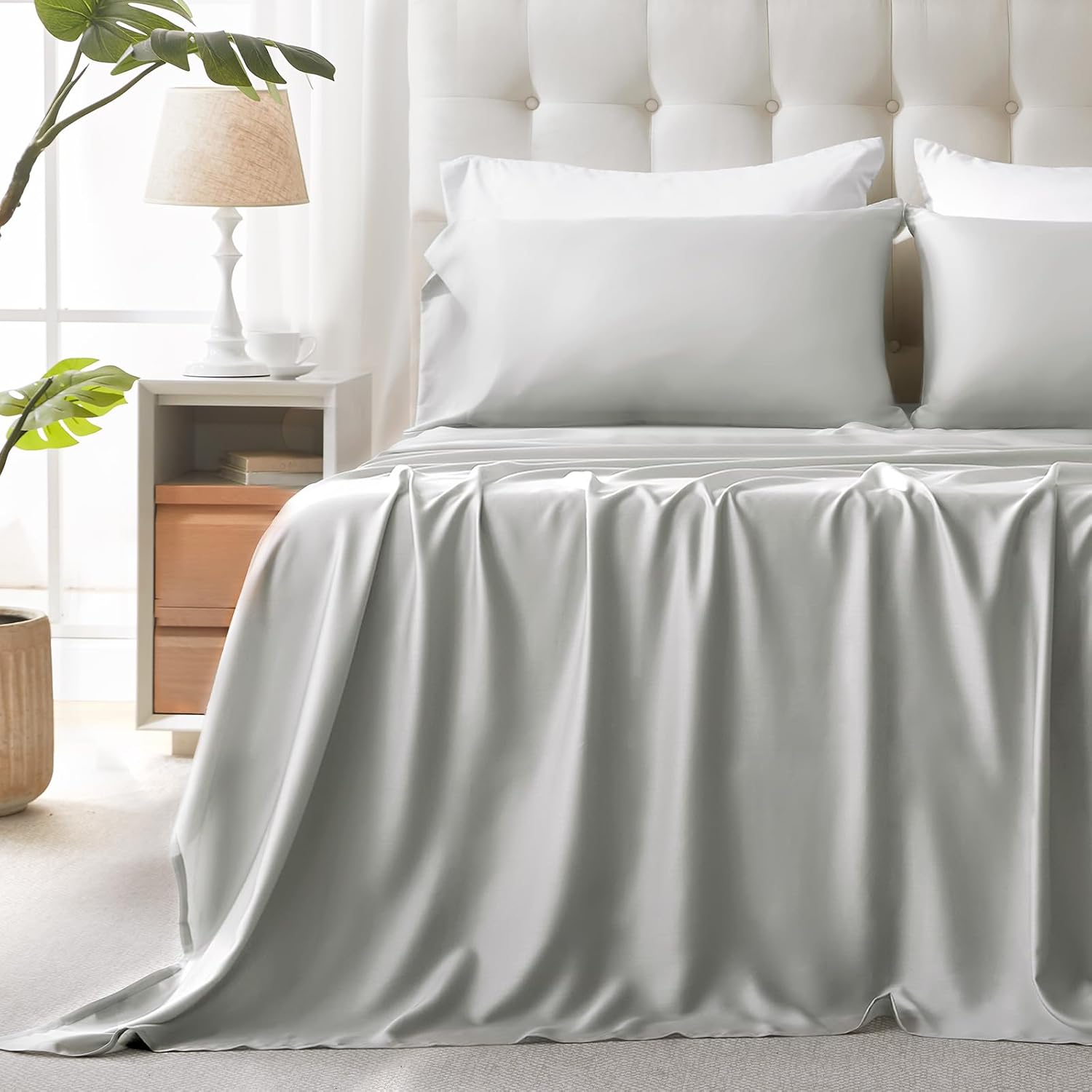Amazon.com: Luxe Linen 100% Lenzing Tencel Lyocell King Size Bed Sheet ...