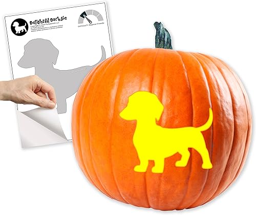 Plantilla para tallar calabaza de perro salchicha Jack-O-Lantern  Perro  Impreso en papel adhesivo Easycarve soluble en agua  Nivel de tallado apto
