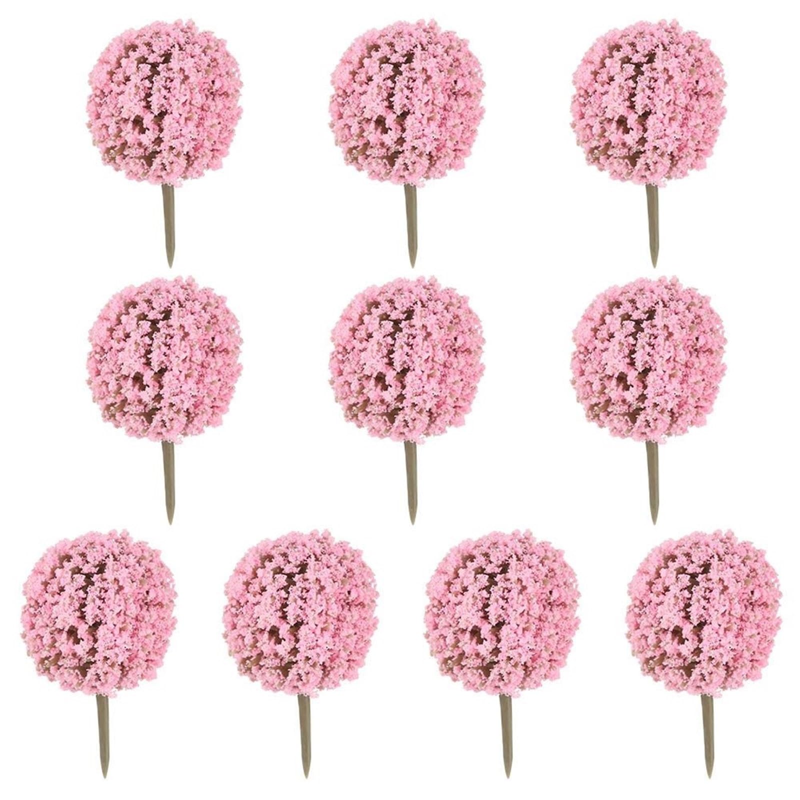 DUNSBY Model Trees 10pcs Plastic Artificial Miniature Flower Tree Scenery Railroad Decoration Building Landscape Model Accessories(Color-12)
