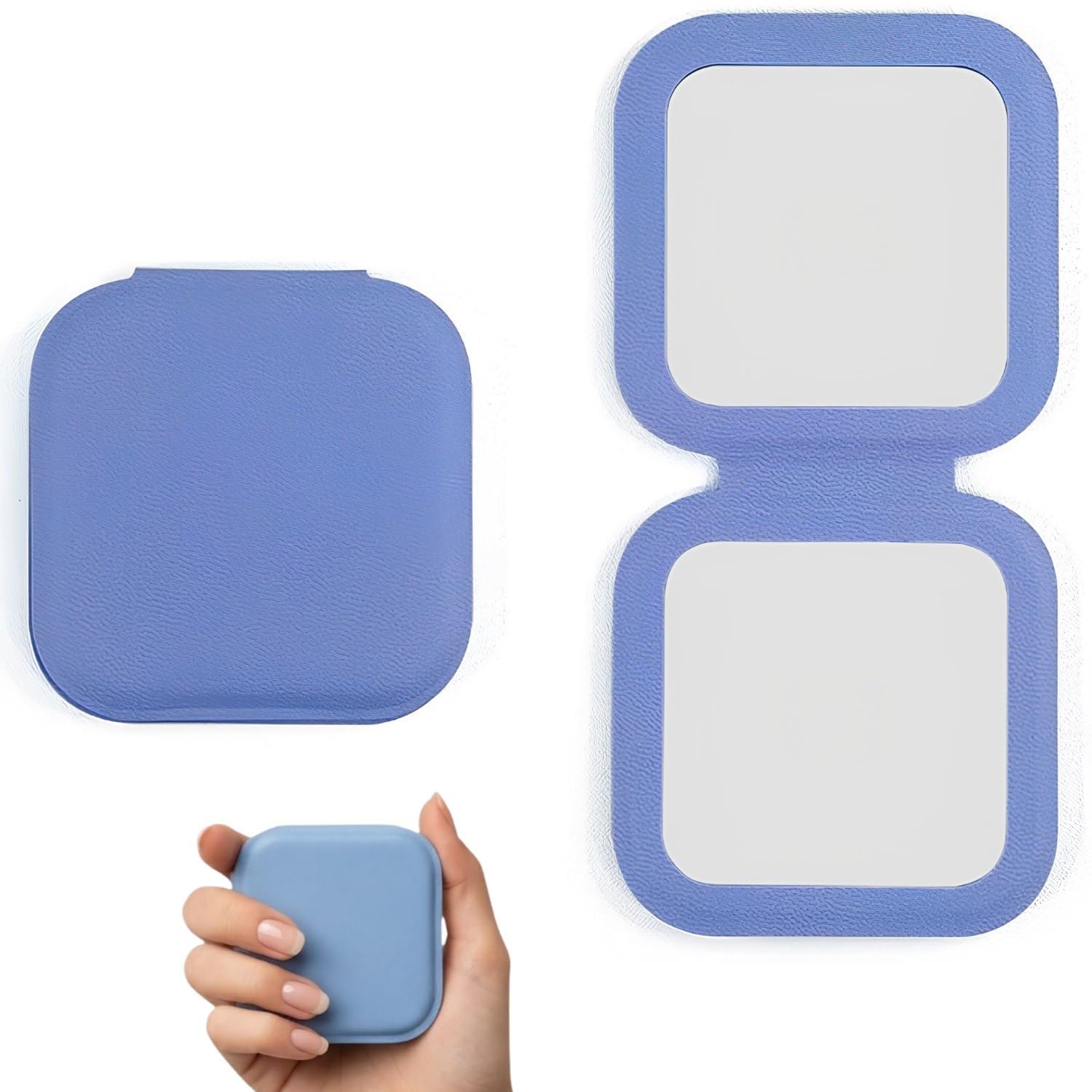 PU Leather Compact Makeup Mirror Portable Square Pocket Cosmetic Mirror Double Sided Folding Travel Mirror Slim Vanity Hand Mirror for Women Purse and Handbag-image-7