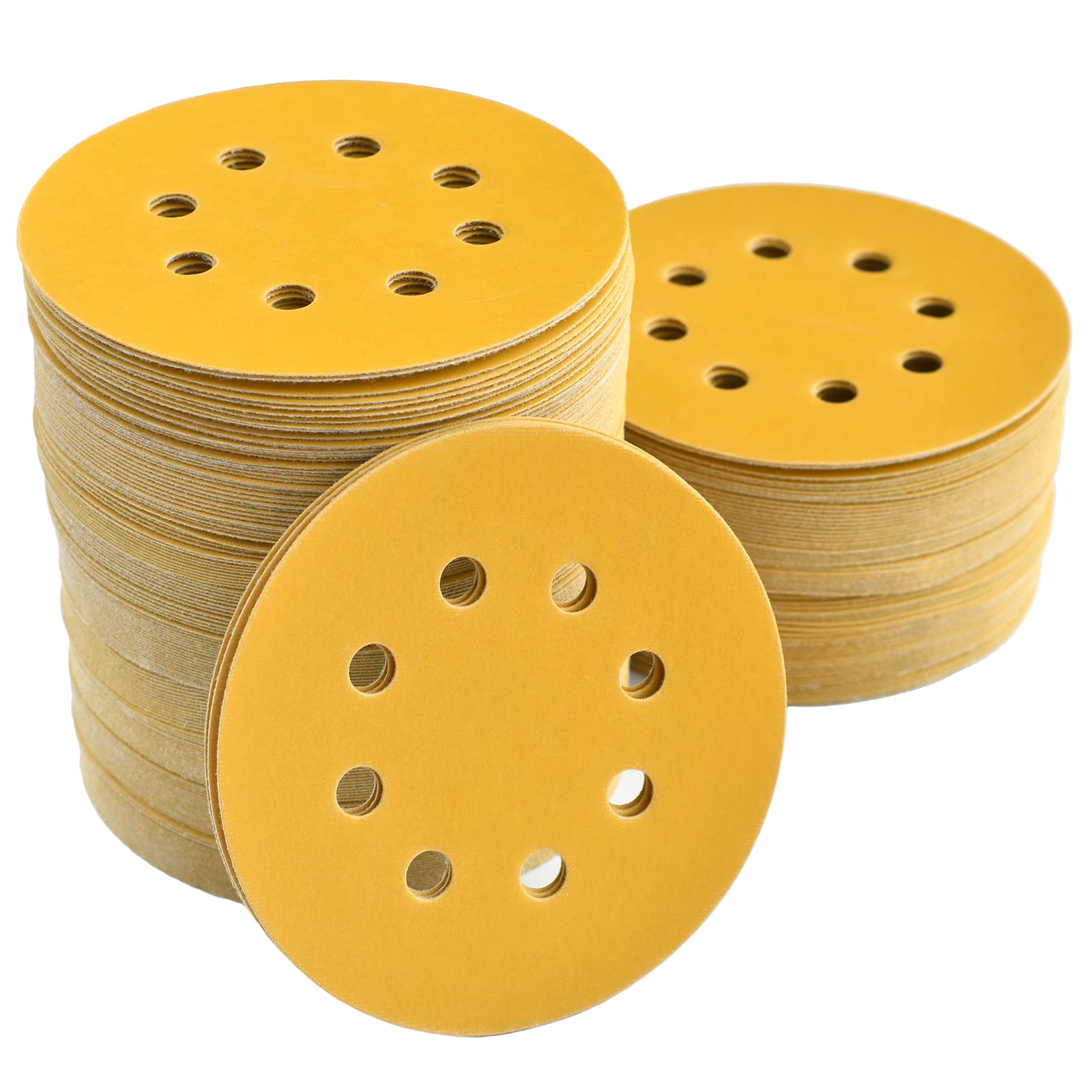 Aiyard 5-Inch 8-Hole Hook and Loop Sanding Discs 800 Grit Random Orbital Sandpaper, 200-Pack