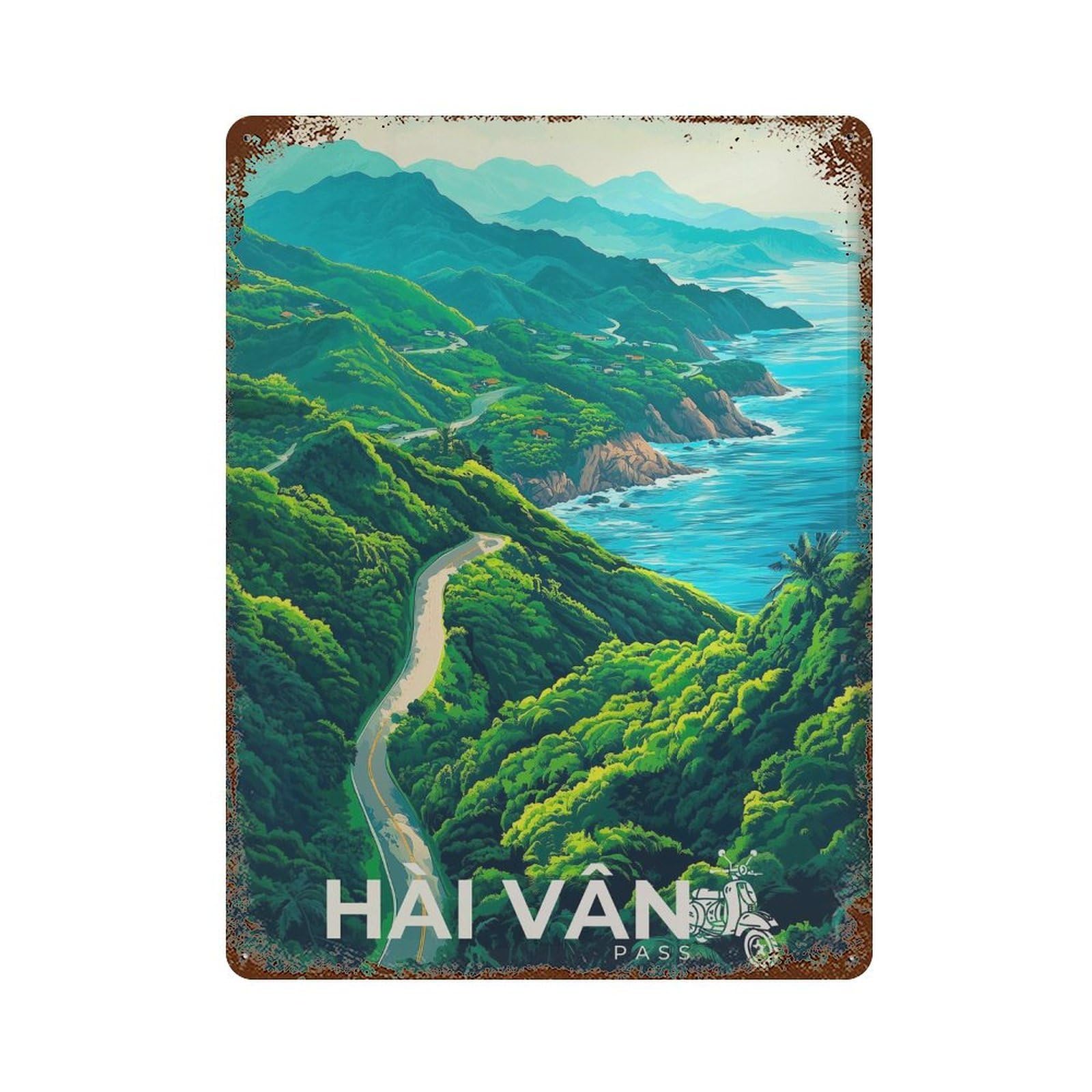 xiaoxiaoshen Hai Van Pass Travel Vietnam Da Nang Decor Wall Decor Art Metal Tin Poster Modern Home Decor Art Home Bar Shop Decorations Vintage Sign 40x30cm