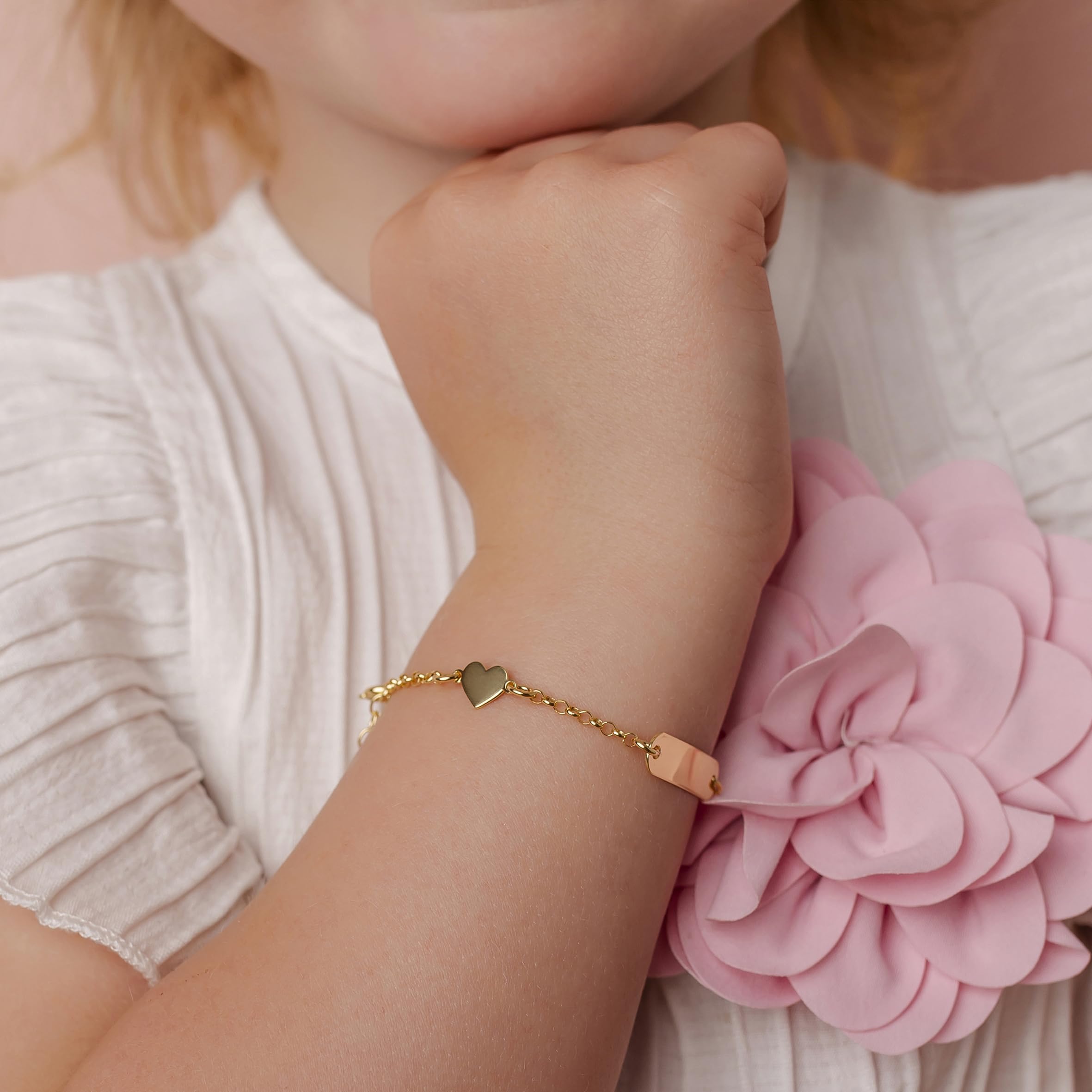 Bracelet en Argent 925 pour Fille avec Plaque Personnalisable avec Prénom et Petit Ange Émaillé Kids Collection + Coffret Cadeau Personnalisé – Bracelet pour Naissance, Communion ou Baptême