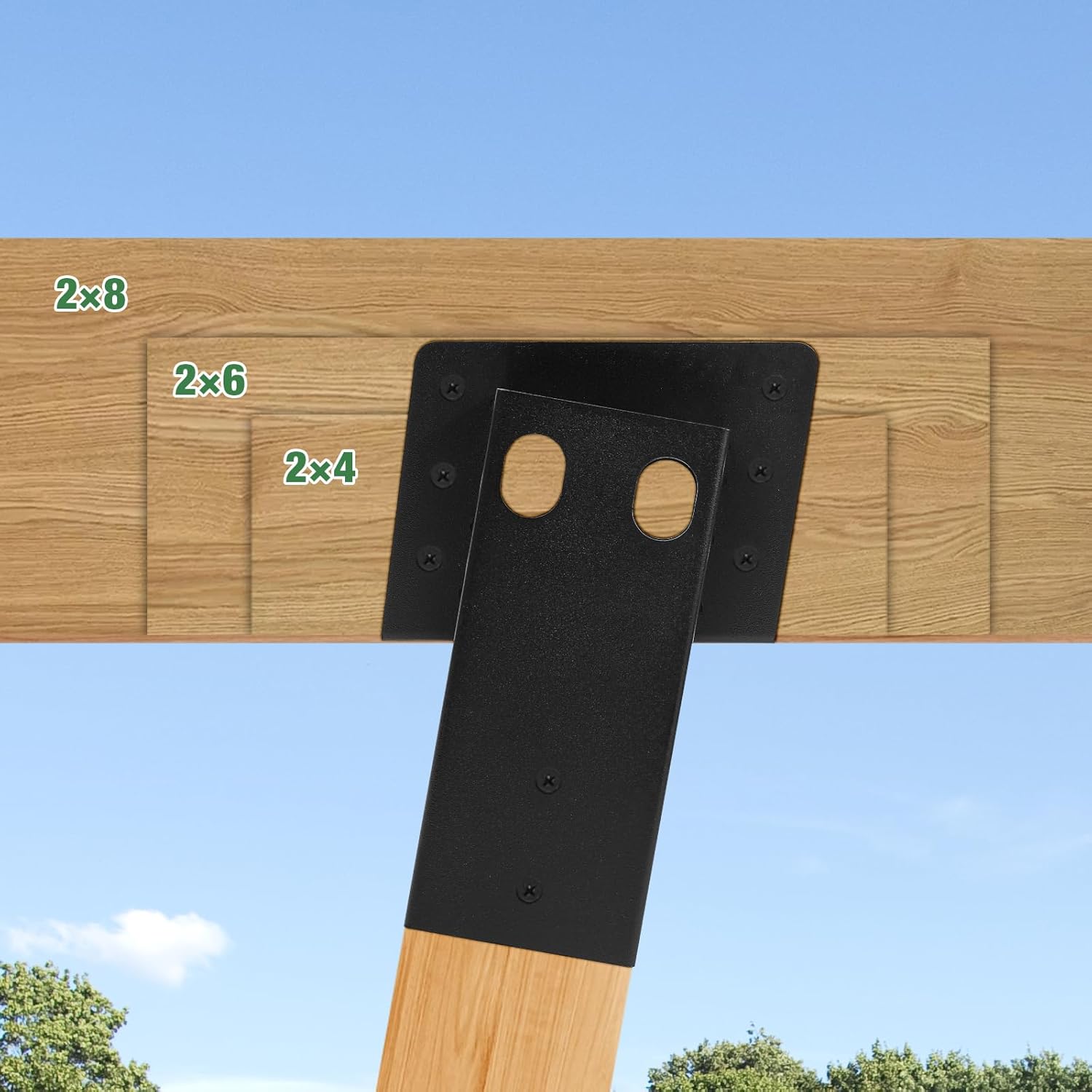 Deer Stand Brackets, 4 Pcs Black Outdoor 4"x 4" Compound Angle Brackets for Outdoor Platforms Brackets, Deer Hunting Bracket, Shooting Shacks, Observation Decks and Tree Houses