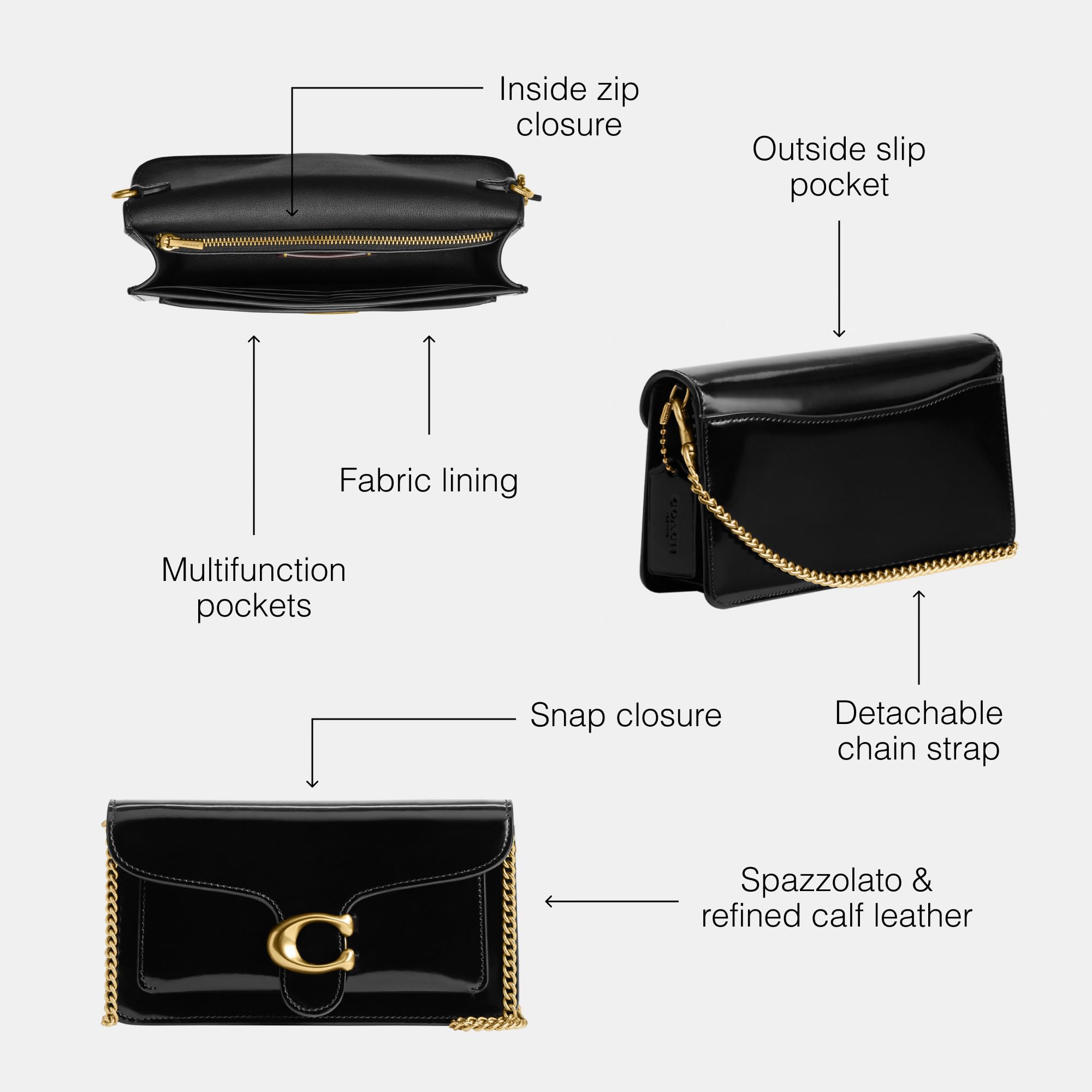 Coach Tabby Chain Clutch: One Size B4/Black