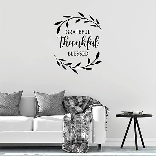 Miniatura 5 de Adhesivo decorativo agradecido, bendecido, calcomanía de vinilo para pared, decoración de pared del hogar, calcomanías de pared extraíbles,