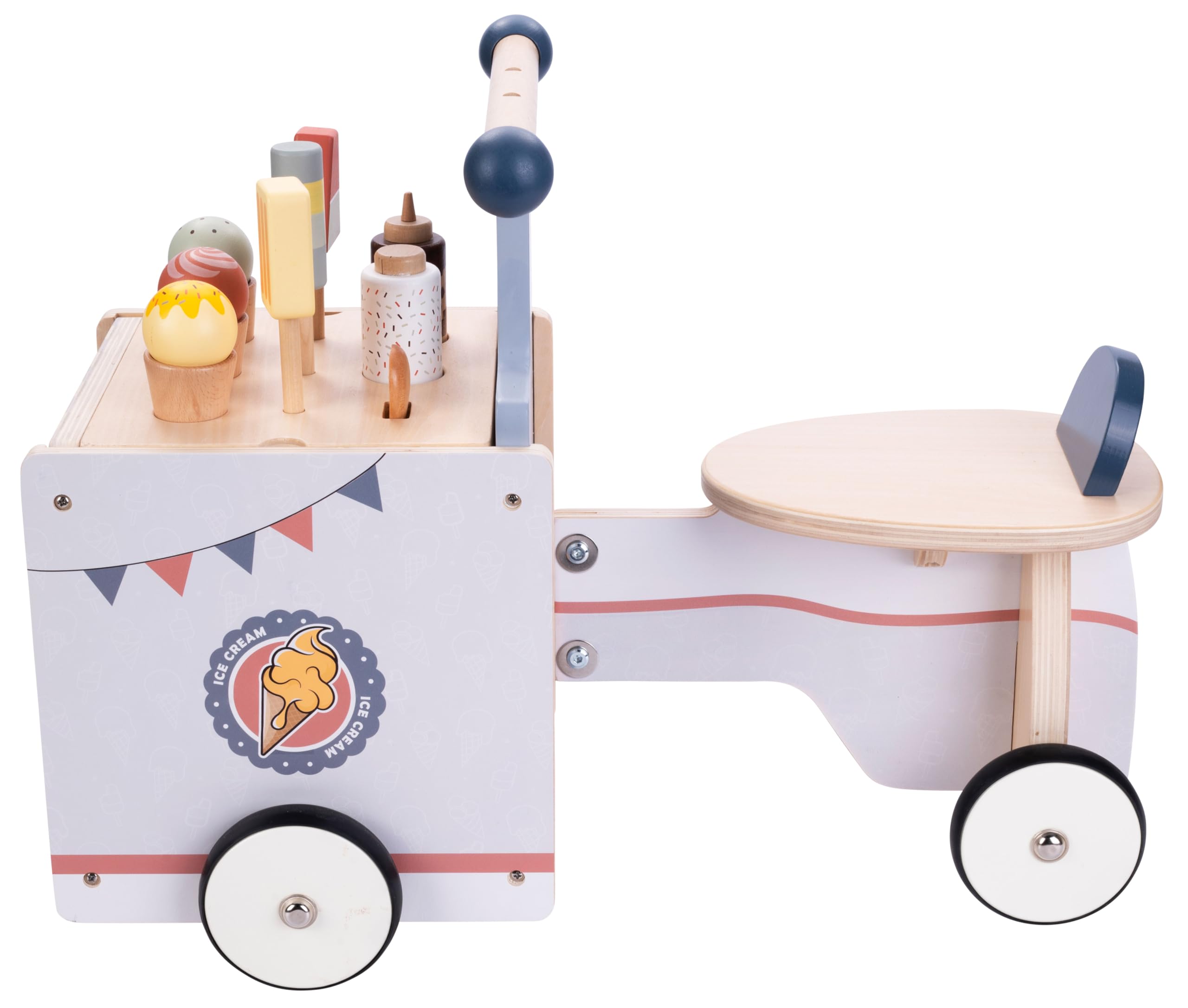 Engelhart - 640040 - Holz-Roller „Eisverkäufer“ - Multifunktionelles Spielzeug - Ab 12 Monaten