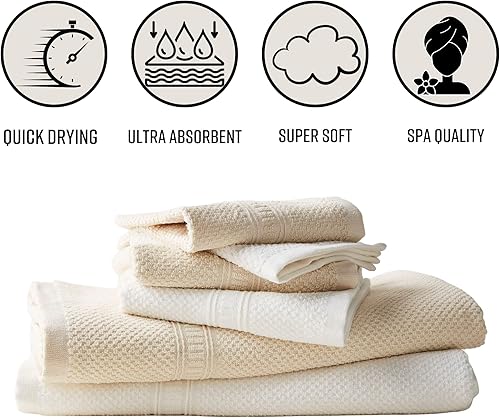 Miniatura 2 de Toalla de baño de cáñamo - Toalla de baño de calidad de spa de mezcla de algodón orgánico de secado rápido - 55% cáñamo, 45% algodón orgánico