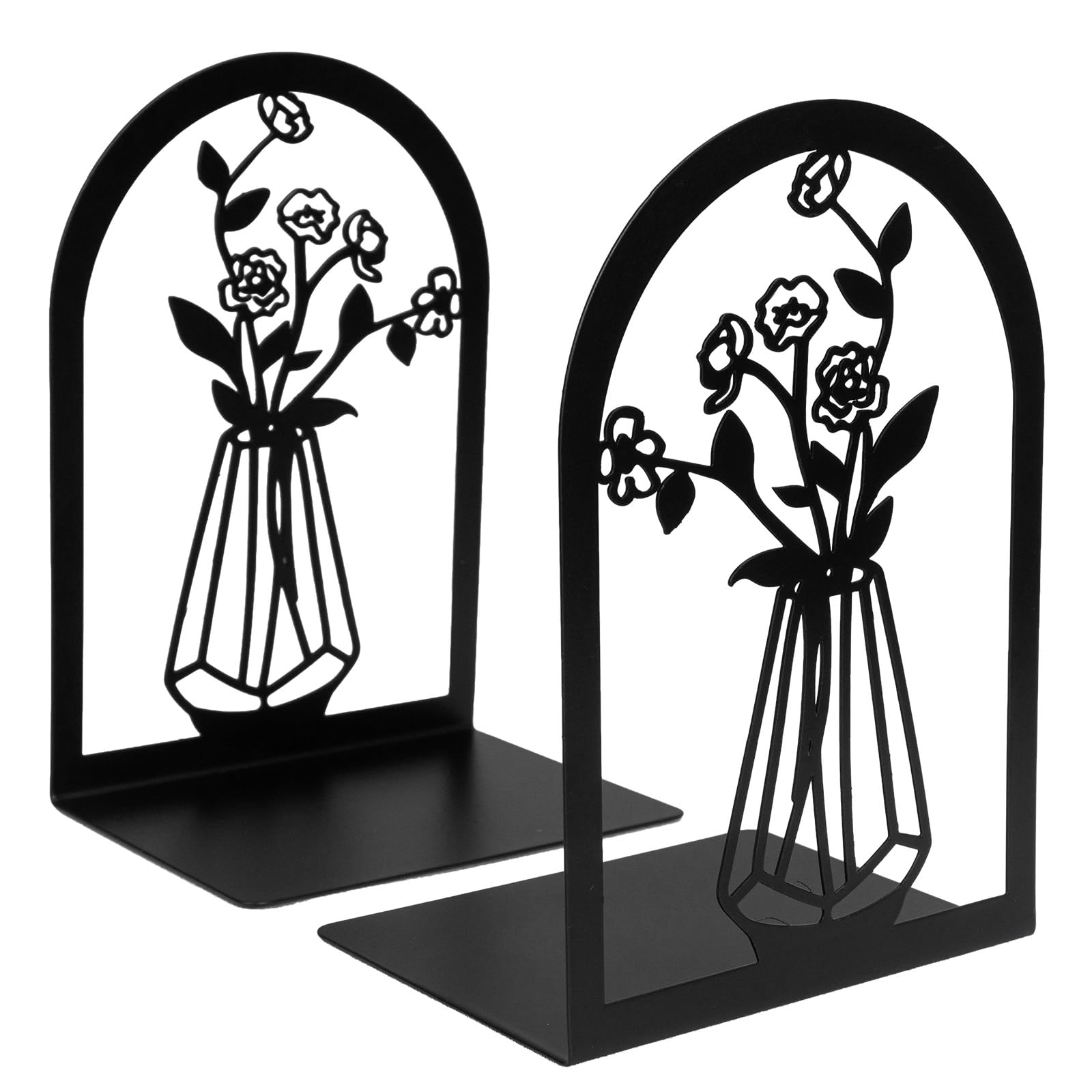 Metal Book Ends, Heavy Duty Bookends, 1 Pairs Black Book End Holder for Shelves, Decorative Tree Unique Design Book Stand Stoppers Supports for Home Office Library Bookshelf