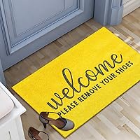 Vista 2 de AAZZKANG Tapete amarillo antideslizante y duradero para zapatos, grande, 36 x 24 pulgadas, ultra absorbente, fácil de limpiar, tapete para puerta