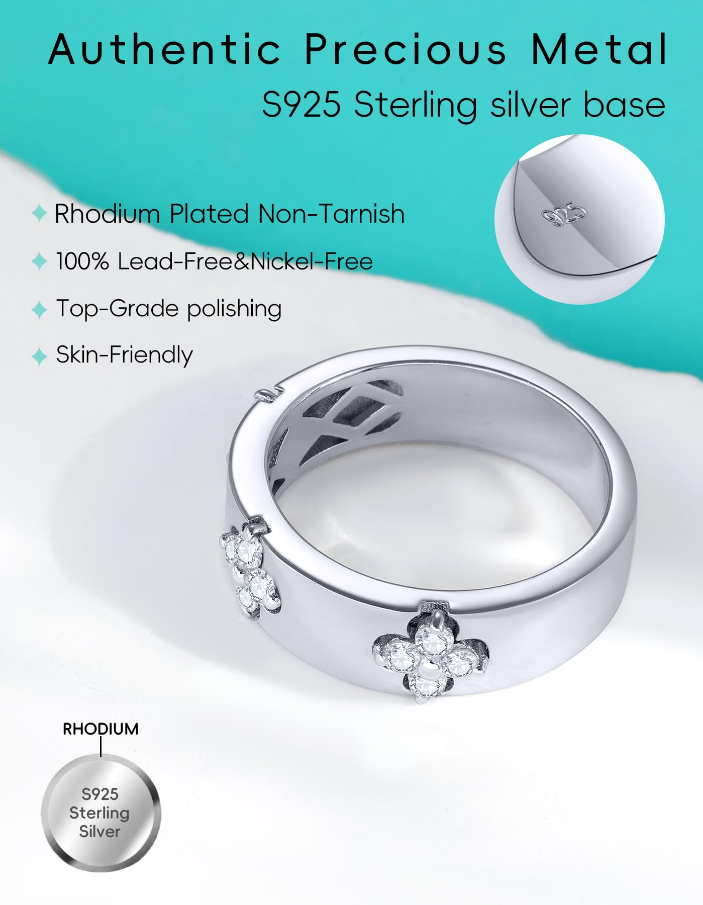 TIMELESSTAR Clover Moissanite Rings for Women Gifts,Premium Moissanite(D Color VVS1 Clarity 3EX Cut), 925 Sterling Silver 14K Gold Plated Non Tarnish